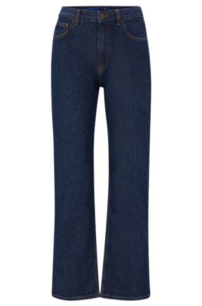 Shop Hugo Blue Salt-and-pepper Jeans In Comfort-stretch Denim In Dark Blue
