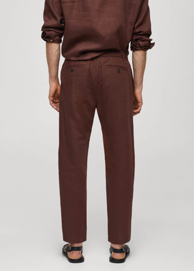 Shop Mango Slim-fit Pants With Drawstring  Burgundy