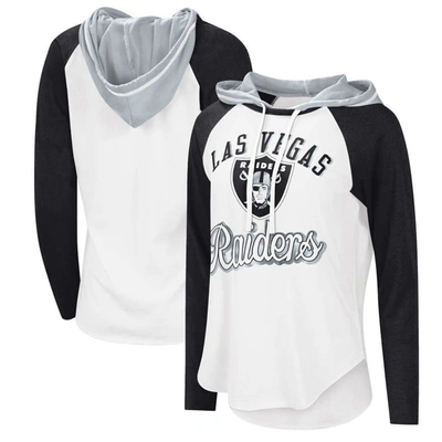 Shop G-iii 4her By Carl Banks White Las Vegas Raiders Mvp Raglan Hoodie Long Sleeve T-shirt