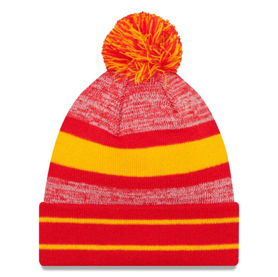 Shop New Era Red Kansas City Chiefs Team Logo Cuffed Knit Hat With Pom