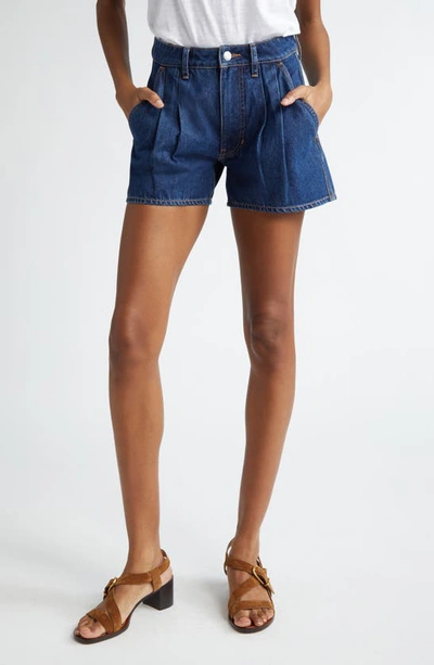 Shop Veronica Beard Simpson Nonstretch Denim Shorts In Dusted Oxford