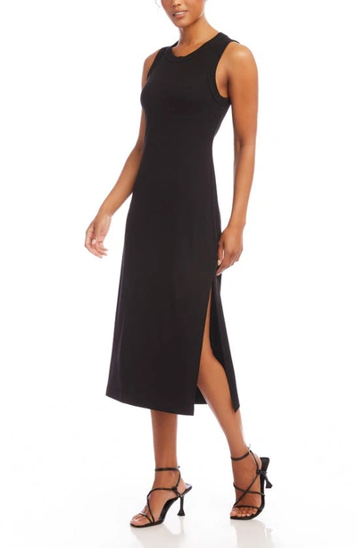 Shop Karen Kane Sleeveless Rib Midi Dress In Black