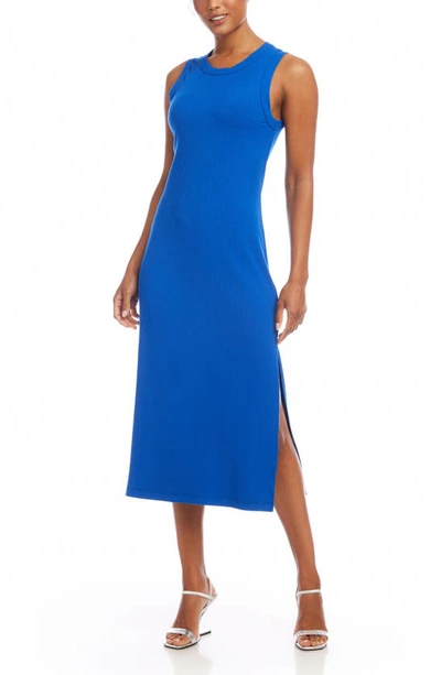 Shop Karen Kane Sleeveless Rib Midi Dress In Blue