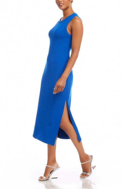 Shop Karen Kane Sleeveless Rib Midi Dress In Blue