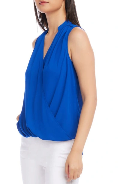 Shop Karen Kane Drape Front Sleeveless Top In Blue