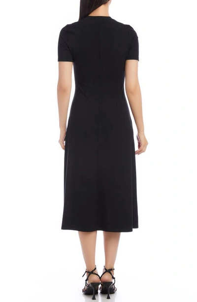 Karen Kane Asymmetric Slit Hem Midi Dress In Black