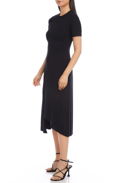 Karen Kane Asymmetric Slit Hem Midi Dress In Black