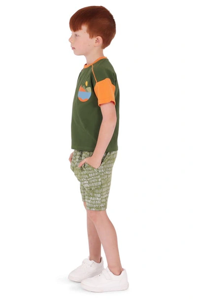 Shop Tiny Tribe Kids' Landscape Colorblock Cotton Graphic T-shirt In Moss Green