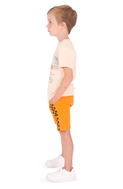 Shop Tiny Tribe Kids' Checkerboard Stripe Shorts In Burnt Orange