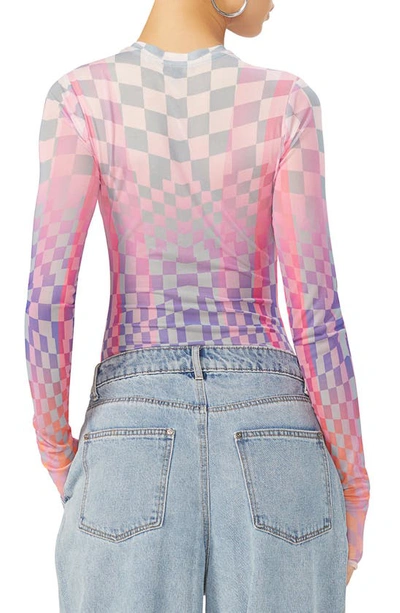 Shop Afrm Kaylee Print Mesh Top In Grid Ombre