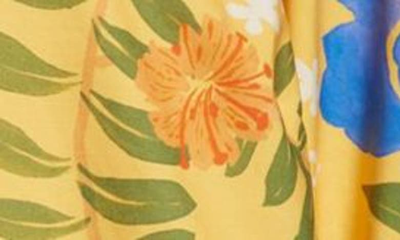 Shop Farm Rio Floral Puff Sleeve Cotton Minidress In Floral Yard Yellow