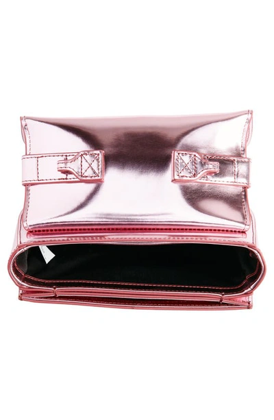 Shop Diesel 1dr Logo Metallic Leather Handbag In Pink