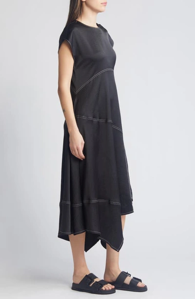 Shop Allsaints Agnes Cap Sleeve Handkerchief Hem Dress In Black