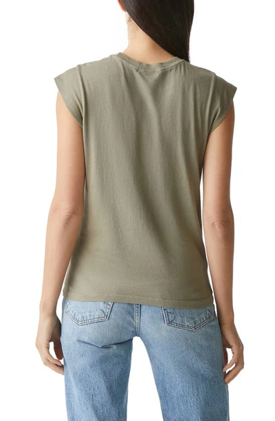 Shop Michael Stars Joey Power Shoulder T-shirt In Olive