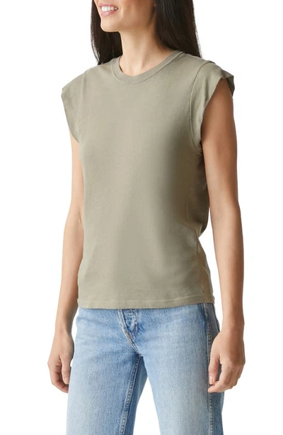 Shop Michael Stars Joey Power Shoulder T-shirt In Olive