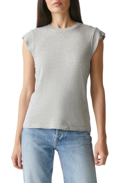 Shop Michael Stars Joey Power Shoulder T-shirt In Heather Grey