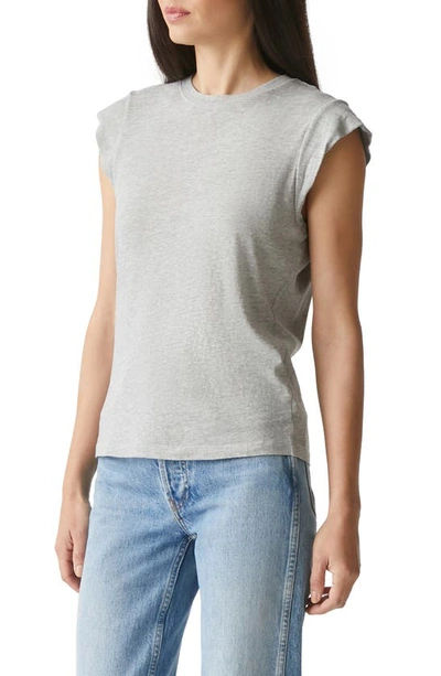 Shop Michael Stars Joey Power Shoulder T-shirt In Heather Grey