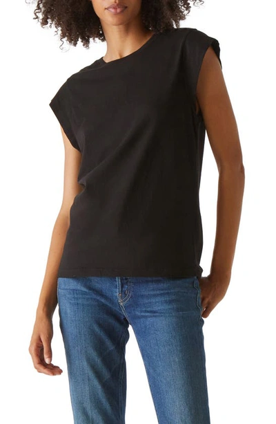 Shop Michael Stars Joey Power Shoulder T-shirt In Black