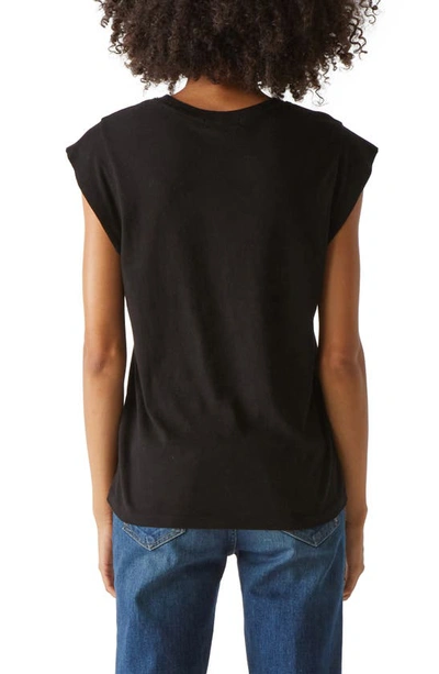 Shop Michael Stars Joey Power Shoulder T-shirt In Black