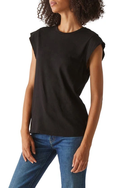 Shop Michael Stars Joey Power Shoulder T-shirt In Black