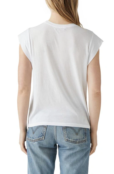 Michael Stars Joey Power Shoulder Tee In White In White