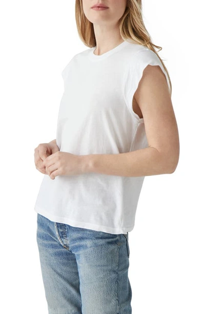 Michael Stars Joey Power Shoulder Tee In White In White