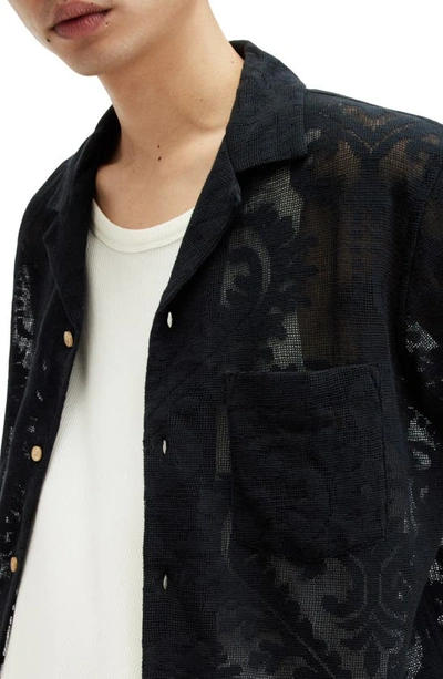 Shop Allsaints Cerrito Relaxed Fit Lace Camp Shirt In Jet Black