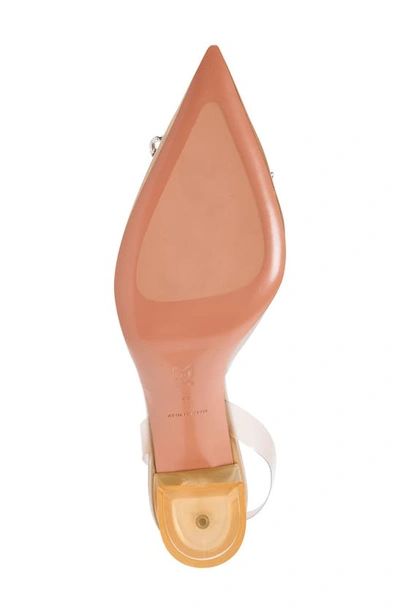Shop Amina Muaddi Glass Pointed Toe Slingback Pump In Matte Nude