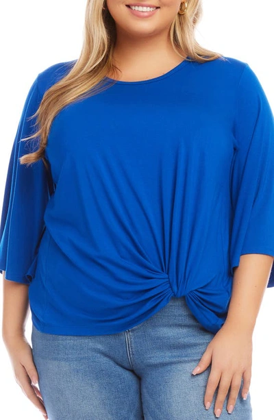Shop Karen Kane Flare Sleeve Tucked Hem Top In Sapphire Blue