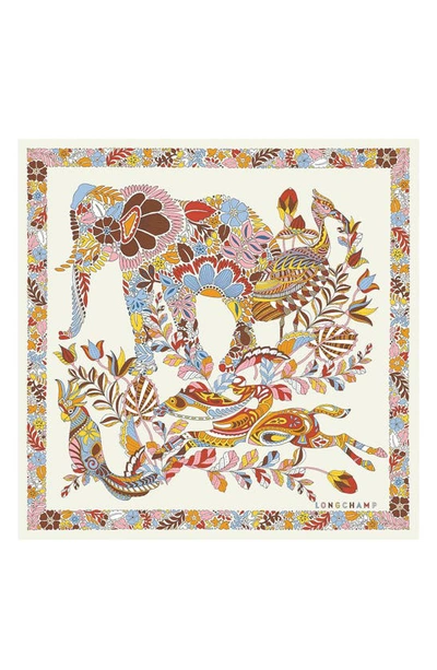 Shop Longchamp Foret Silk Scarf In Apricot