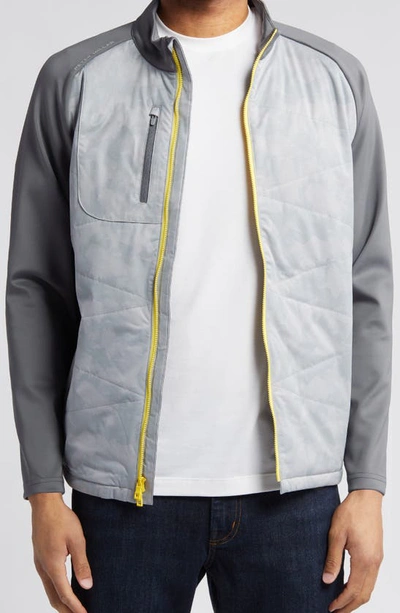 Shop Peter Millar Merge Camo Water Resistant Hybrid Jacket In Gale Grey/ Iron