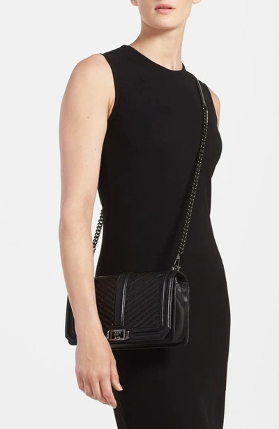 Shop Rebecca Minkoff Love Chevron Quilted Crossbody Bag In Black