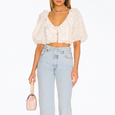 Shop For Love & Lemons Cassie Eyelet Crop Top In White