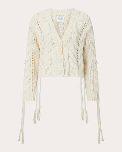Shop Hayley Menzies Women's Cable Knit Lace-up Cardigan In White