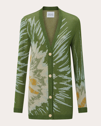 Shop Hayley Menzies Women's Jacquard V-neck Cardigan In Green