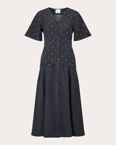 Shop Hayley Menzies Women's Studded Denim Midi Dress In Blue