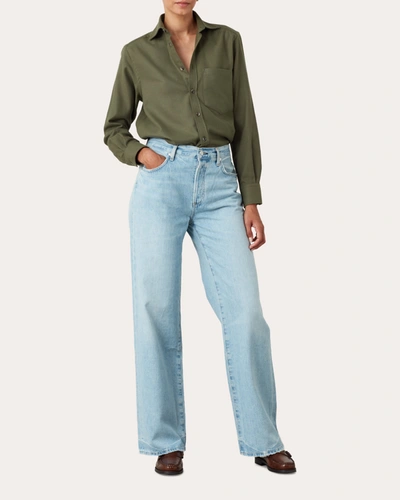 Shop With Nothing Underneath Women's The Brushed Boyfriend Shirt In Green
