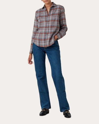 Shop With Nothing Underneath Women's The Fine Brushed Classic Shirt In Rust Check