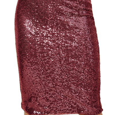 Shop Anna-kaci Sparkly Sequins Cocktail Midi Skirt In Red
