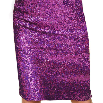 Shop Anna-kaci Sparkly Sequins Cocktail Midi Skirt In Purple