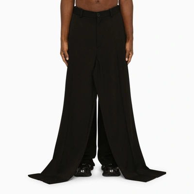 Shop Balenciaga Double Front Trousers In Black