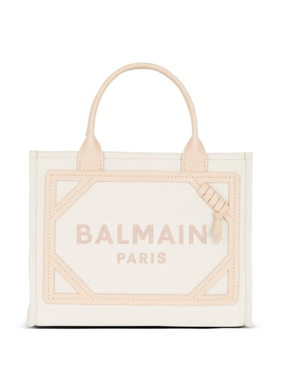 Shop Balmain Small B-army Tote Bag In Nude & Neutrals