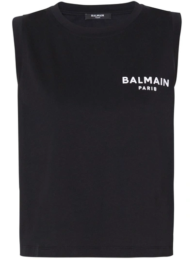 Shop Balmain Top With Logo In Black