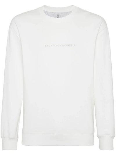 Shop Brunello Cucinelli Sweatshirt With Embroidery In White