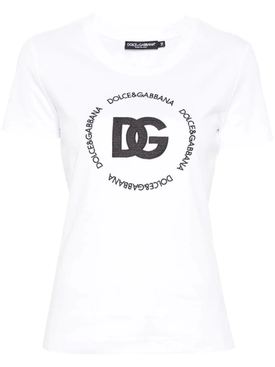 Shop Dolce & Gabbana T-shirt With Embroidery In White