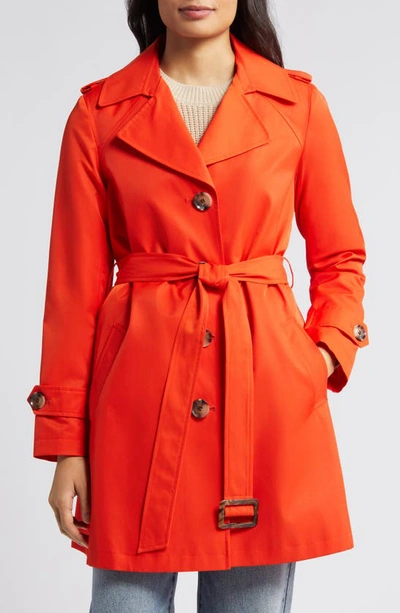 Shop Sam Edelman Buckle Belt Trench Coat In Orange Poppy