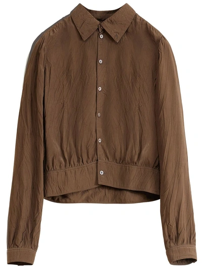 Shop Lemaire Blouse With Wrinkled Effect In Brown