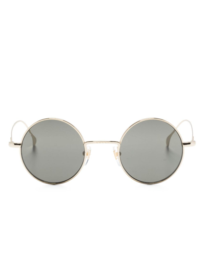 Shop Gucci Gold-tone Round-frame Sunglasses