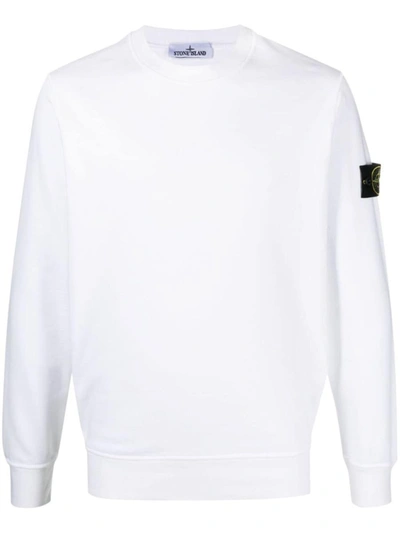 Shop Stone Island Crewneck Sweatshirt In Cotton Fleece In White