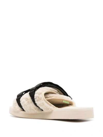 Shop Suicoke Nylon And Eco Fur Slides In Black